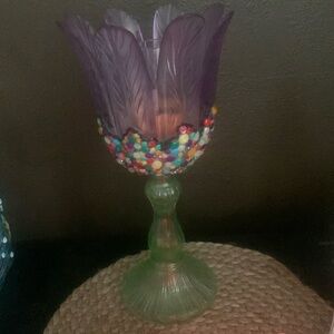 Glass Flower painted solar light